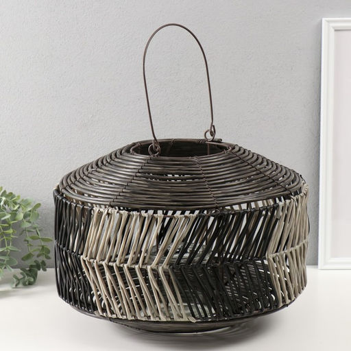 Подсвечник - фонарь на 1 свечу «Лист из лозы», пластик, чёрно-белый, 15×38×27 см