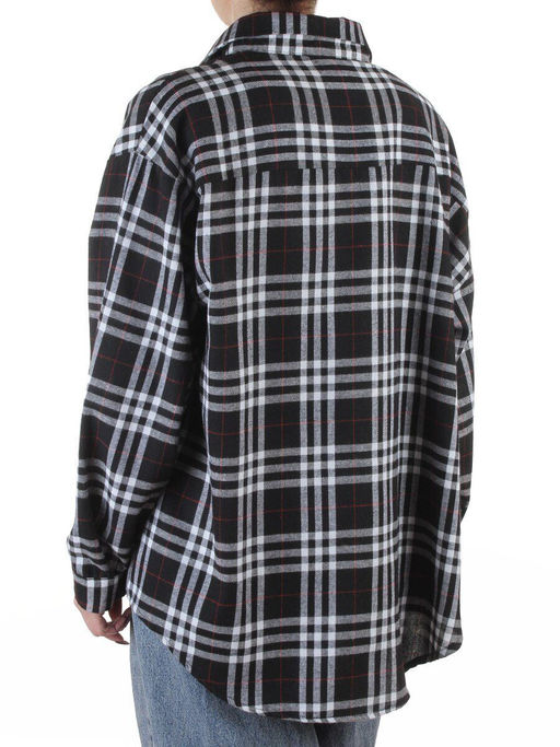 C503 BLACK/WHITE Рубашка женская оверсайз (95% хлопок, 5% спандекс)