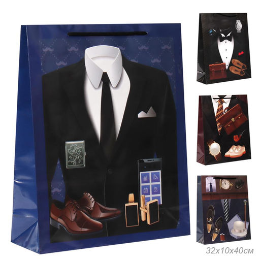 Цена за 12 шт. Пакет подарочный 32x40x10см 23 февраля / 474-2 /уп 12/840/микс/128г/м2 - Галеонтрейд фото 2