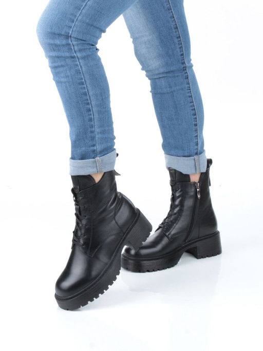 04-M3-1478 BLACK Ботинки зимние женские (натуральная кожа, натуральный мех) - Фабричный китай фото 2