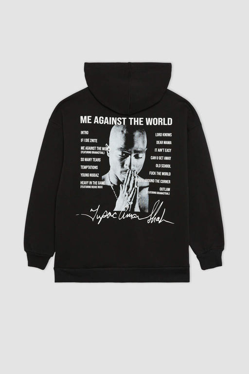 Толстовка оверсайз с капюшоном Cool Tupac Shakur - Defacto фото 8