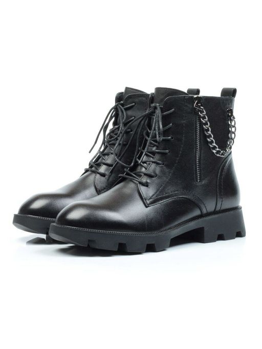 01-CYL94-D1 BLACK Ботинки демисезонные женские (натуральная кожа, байка)