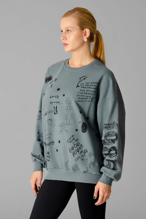 Арт. 15132/1 Свитшот женский оверсайз 46-52 (4 шт) Цвет:темно-серый - Калинка фото 44
