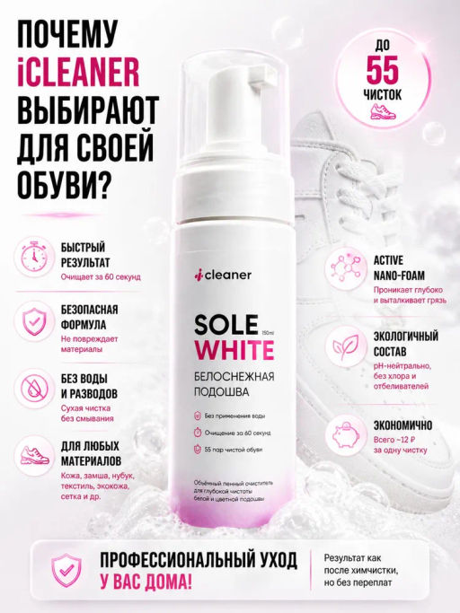 iСleaner Пенный очиститель Sole-White 150 ml - Icleaner фото 4