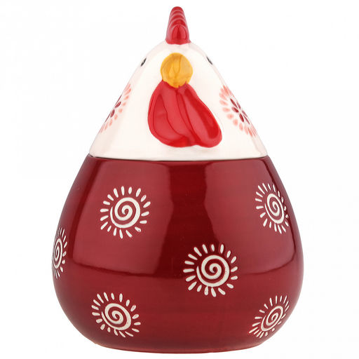 Банка для специй фарфоровая Петушок 460мл, д8-10,5см, h8,2см, с выемкой для ложки, общая h14,7см, металлическая ложка Веточка 12,3см, бордовый/молочный с орнаментом (Китай) - Домашняя мода фото 6