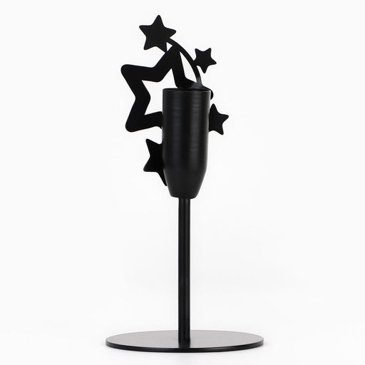 Подсвечник новогодний «Звезды», чёрный, 7.4×15.3 см, d= под свечу 2.2 см