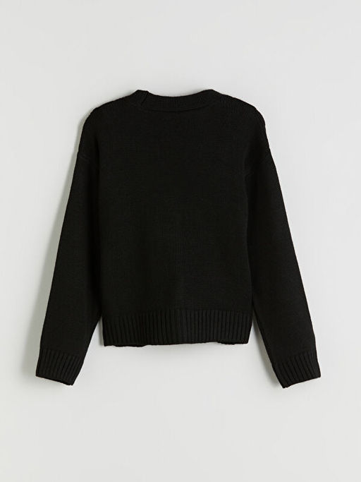 V Yaka ?rg?l? K?z ?ocuk Triko H?rka