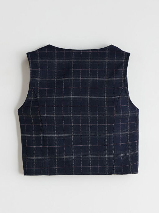 Ekose K?z ?ocuk Klasik Yelek