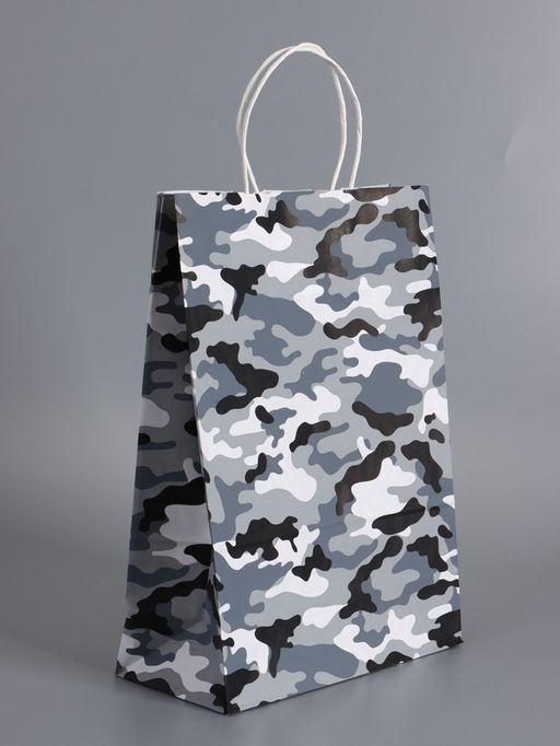 Пакеты подарочные крафт «23 Февраля», камуфляж, 24×10.5×32 см, набор 4 шт.