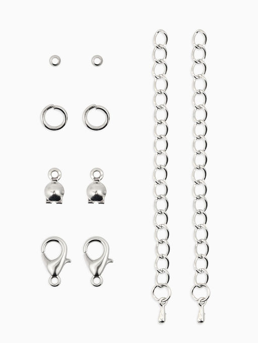Набор для создания украшений "Минимум" колечки, кримпы, цепочки, цвет серебро
