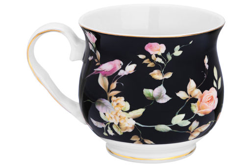 Кружка 480 мл 14*10*9,5 см Певчие птички на черном бочонок, NEW BONE CHINA - Elan gallery фото 6