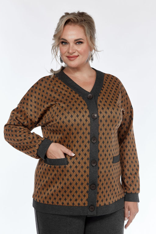 Кардиган Элль стиль 2328ж графит/охра  фото 3