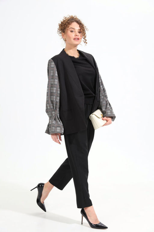 Жакет NIKVA н951-2 чёрный+серая клетка  фото 4