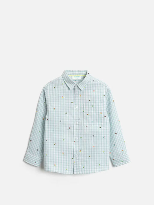 ACOOLA / Сорочка верхняя детская для мальчиков Pingo голубая клетка фото 2