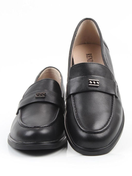 03-DEB55-1 BLACK Лоферы женские (натуральная кожа)