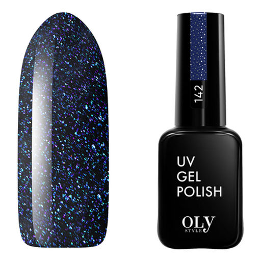 OLYSTYLE Гель-лак для ногтей тон 142 DARK SHINE мерцающий синий