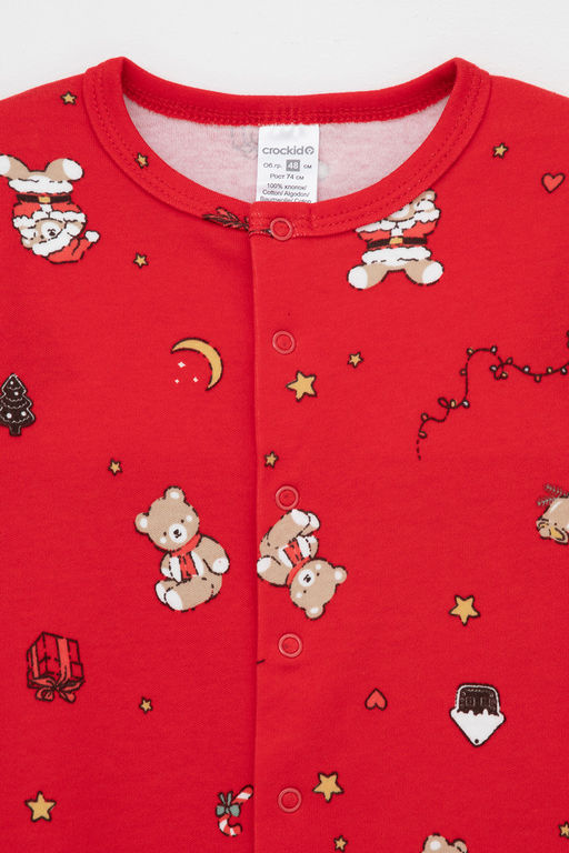 К 6487/насыщенно-красный,мишки на празднике комбинезон яс - Crockid фото 3
