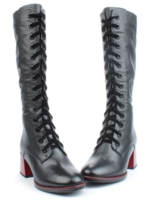 02-BA100-1 BLACK Сапоги зимние женские (натуральная кожа, натуральный мех)