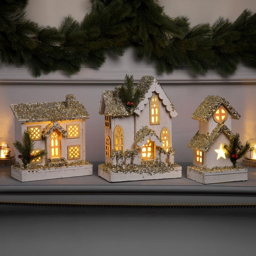 Фигура деревянная «Хижина», 23×10×13 см, 3 LED, батарейки AAx2 (не в комплекте), свечение теплое белое