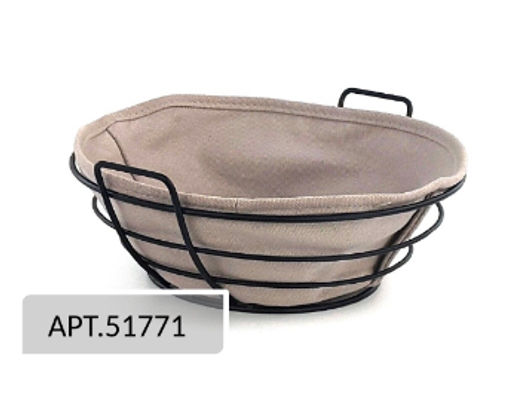 51771 GIPFEL Корзинка для хлеба MORAN круглая, 25х23х9,5 см, с текстильной вставкой. Материал: углеродистая сталь, хлопок. Цвет: черный, серый  фото 2