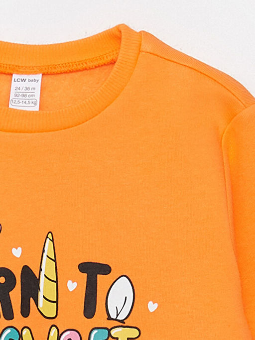 Bisiklet Yaka Bask?l? K?z Bebek Sweatshirt - Waikiki фото 3