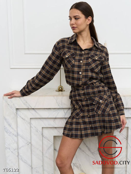 Женский костюм с юбкой в клетку - Bruno фото 8