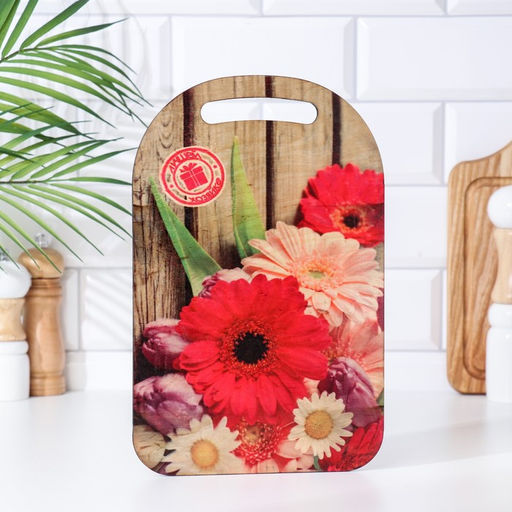 Набор деревянная разделочная доска и подставка под горячее с декором №1 29,25х18,75х1,1 см - Simaland фото 4