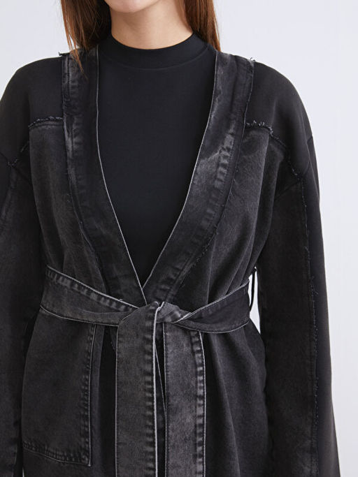 ?al Yaka Oversize Kad?n Jean Ceket