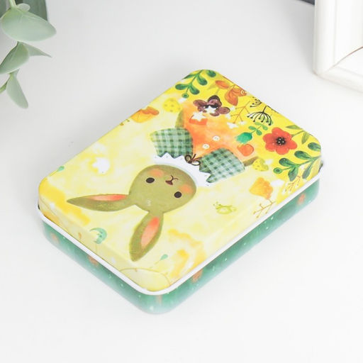 Цена за 3 шт. Шкатулка металл прямоугольная "Зайка" 2,7х9х6,5 см