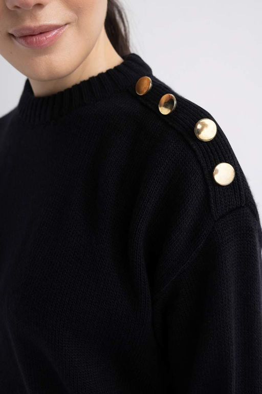 Свитер-туника с полуводолазкой свободного кроя - Defacto фото 4