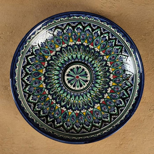 Ляган узбекский Риштанская Керамика «Узор», d=25 см, синий