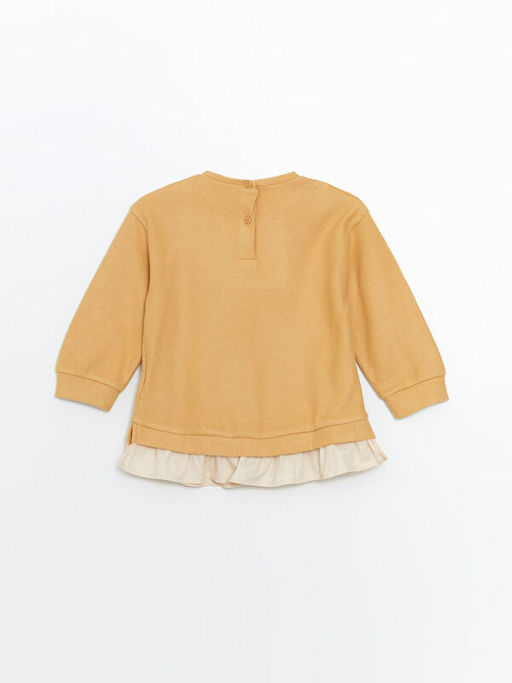 Bisiklet Yaka Uzun Kollu Nak??l? K?z Bebek Sweatshirt - Waikiki фото 2