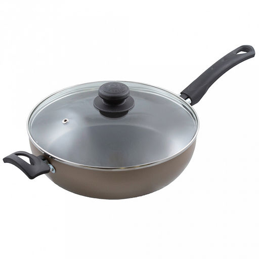 "Sandy " Сотейник с антипригарным покрытием д26см, h6,5см, s1,8мм, бакелитовая ручка, стеклянная крышка (Россия)