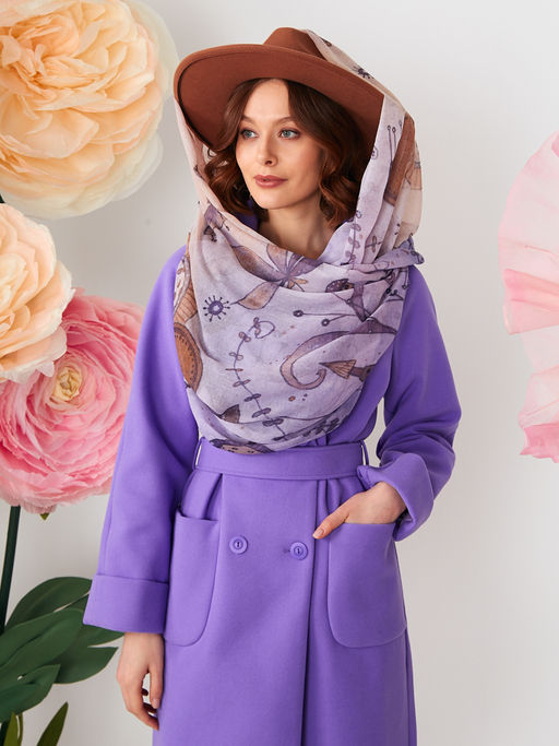 Большой, мягкий, тонкий и очень нежный двусторонний палантин с рисунком в стиле арт-деко - Tantino фото 8