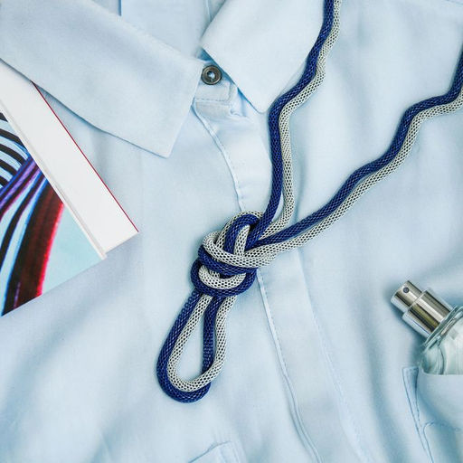 Бусы Трансформер 2 нити (несколько способов носки), цвет сине-серебряный, 118 см