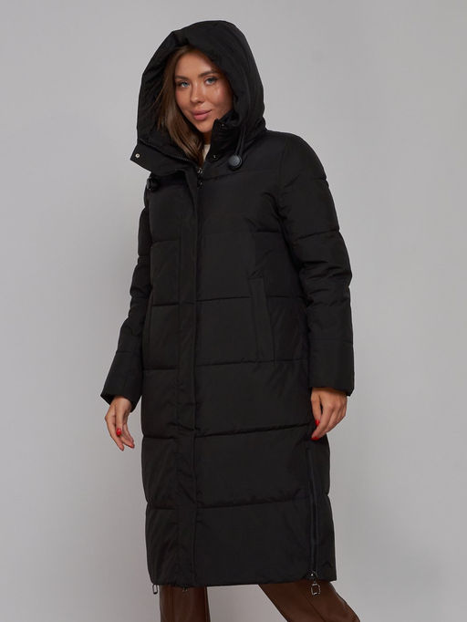 Пальто утепленное молодежное зимнее женское черного цвета 52329Ch - Holdluck фото 7