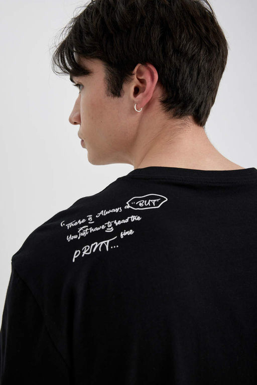 Футболка стандартного кроя с круглым вырезом и короткими рукавами с принтом - Defacto фото 5