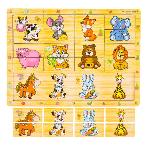 Пазл разрезные картинки Учим животных - Лесная мастерская фото 14