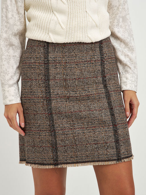 юбка бежевая в клетку длины миди - Glenfield фото 3