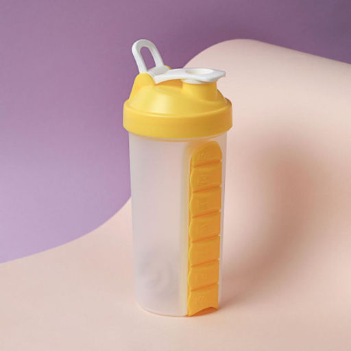 Бутылка/Шейкер JUST SHSC-600 с таблетницей, жёлтый, для спортивного питания 600ML/уп60 - Галеонтрейд фото 4