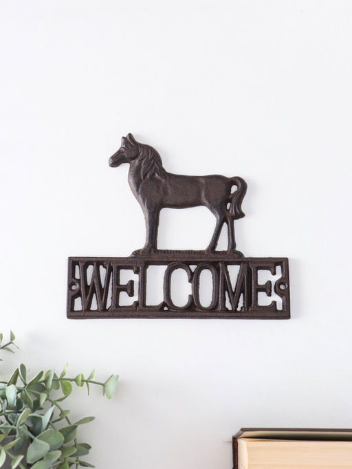 Фигурка настенная «Конь - Welcome», декор чугун, 20.5×0.8×18 см