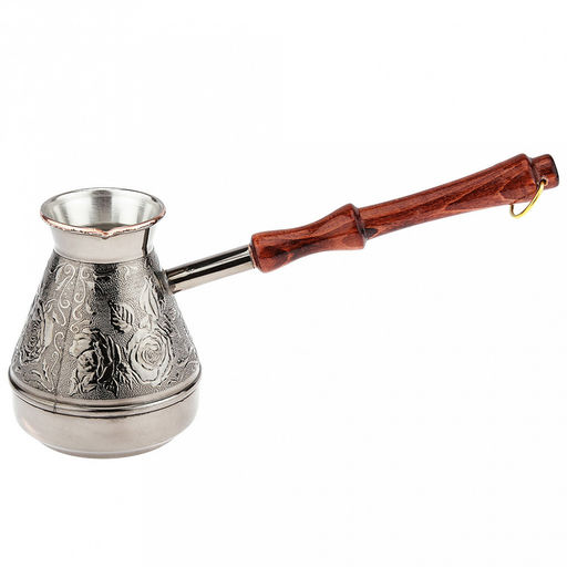 Турка медная 400мл "Роза", д9см, h10,9см, s0,8мм, деревянная ручка (Россия)