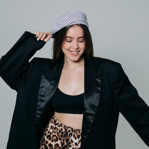 Берет в клетку, серый, р-р 56 см