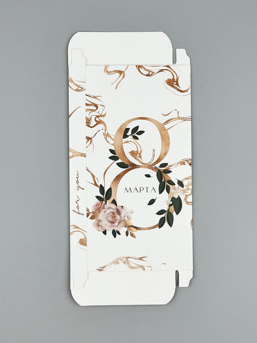 Цена за 5 шт. Коробка для шоколада, кондитерская упаковка, 8 Марта, с окном, 17.3?8.8?1.5 см