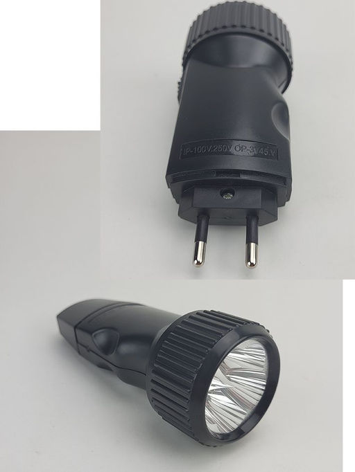 Светодиодный аккумуляторный фонарь евровилкой (5 светодиодов) 13х5х5см