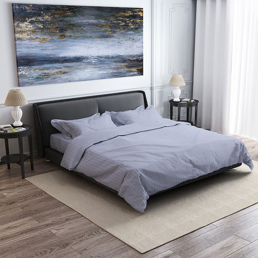 Постельное белье, комплект 2-х спальный "Серый" 4 предмета: пододеяльник 175х215см, евро-простыня 220х240см, 2 наволочки 70х70см с клапаном-запахом, бязь "Страйп" 121г/м2, хлопок 100%, упаковка "классическая" ПВХ 32х41см, "Домашняя мода" (Россия)