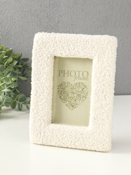 Фоторамка МДФ, иск. мех 10х15 см "Плюш" белая 22х16,5х2 см