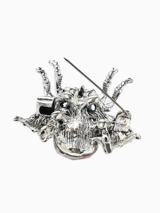 Брошь «Муха", резные крылья, цвет зелёно-розовый в черёном серебре