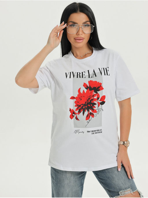 Футболка Цветок белый женская