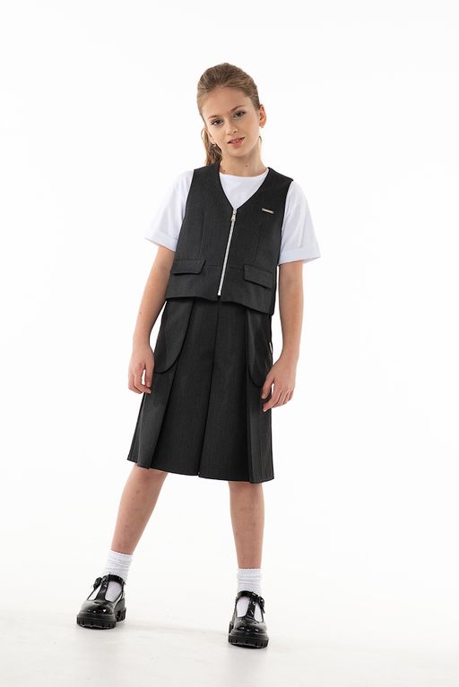 Синий школьный жилет для девочки Mooriposh, модель 1115 фото 9